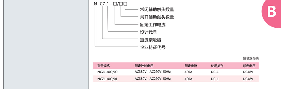 正泰直流接觸器-NCZ1系列